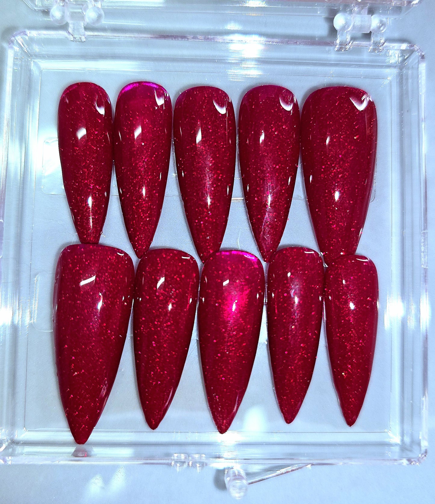 Ruby glass Stiletto Press On Nails